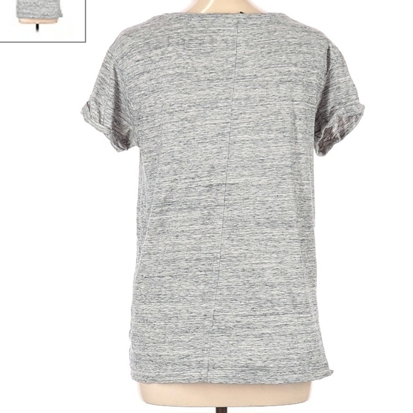 Cynthia Rowley Tee T-Shirt Heathered Grey Chest Pocket Women's Large L Cuffed - Picture 2 of 10